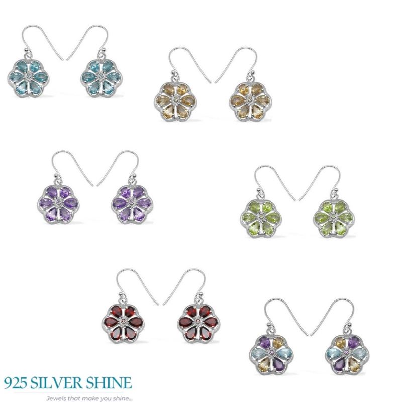 Natural Garnet Gemstone Earrings In 925 Sterling Silver 925SE703_2