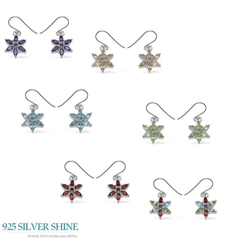 Genuine Multi Gemstone Earrings In 925 Sterling Silver 925SE705_1