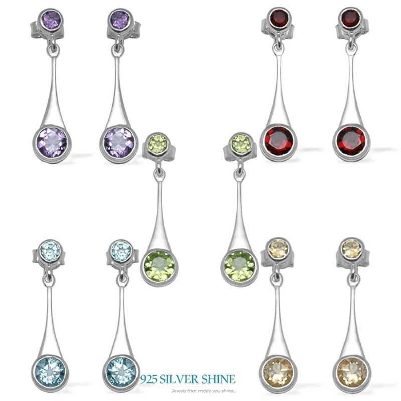 925 Sterling Silver Earrings In Genuine Amethyst Gemstone 925SE717_2