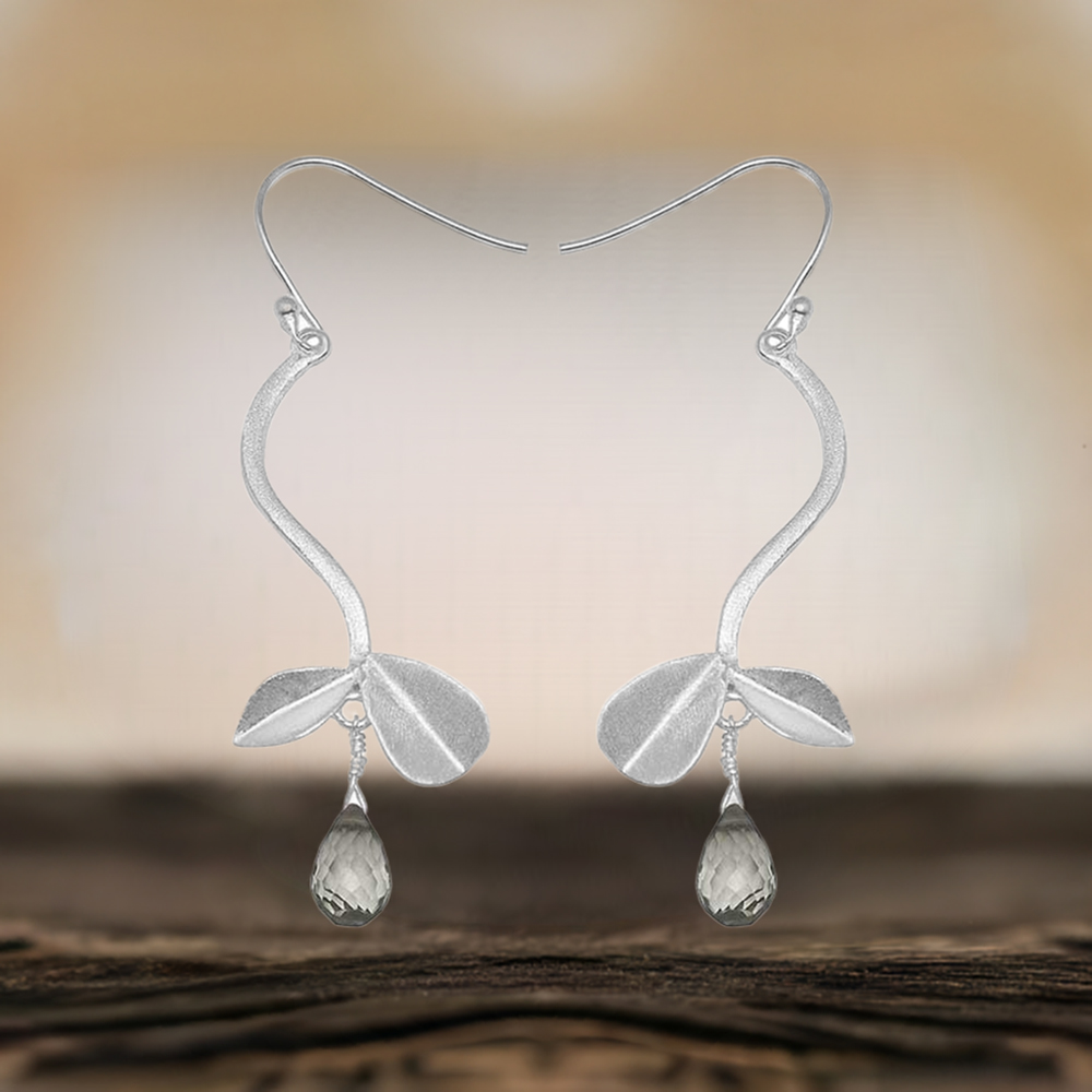 Semi Precious Amethyst Gemstone Earrings In 925 Sterling Silver Jewelry 925SE731