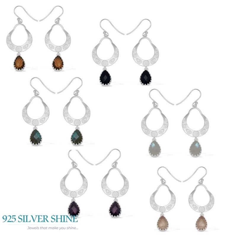 Genuine Rainbow Moonstone Earrings In 925 Sterling Silver Jewelry 925SE738_2