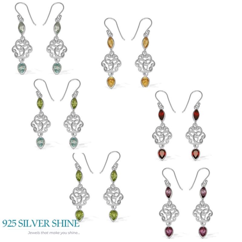 925 Sterling Silver Earrings In Peridot Gemstone Jewelry 925SE739_2