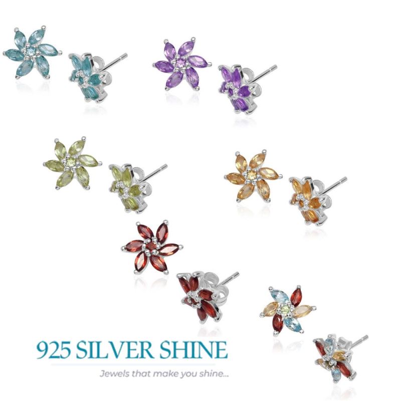 925 Sterling Silver Handmade Earrings In Multi Gemstone Jewelry 925SE753_2