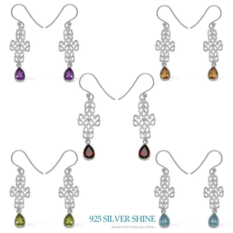 925 Sterling Silver Handmade Earrings In Peridot Gemstone Jewelry 925SE766_1