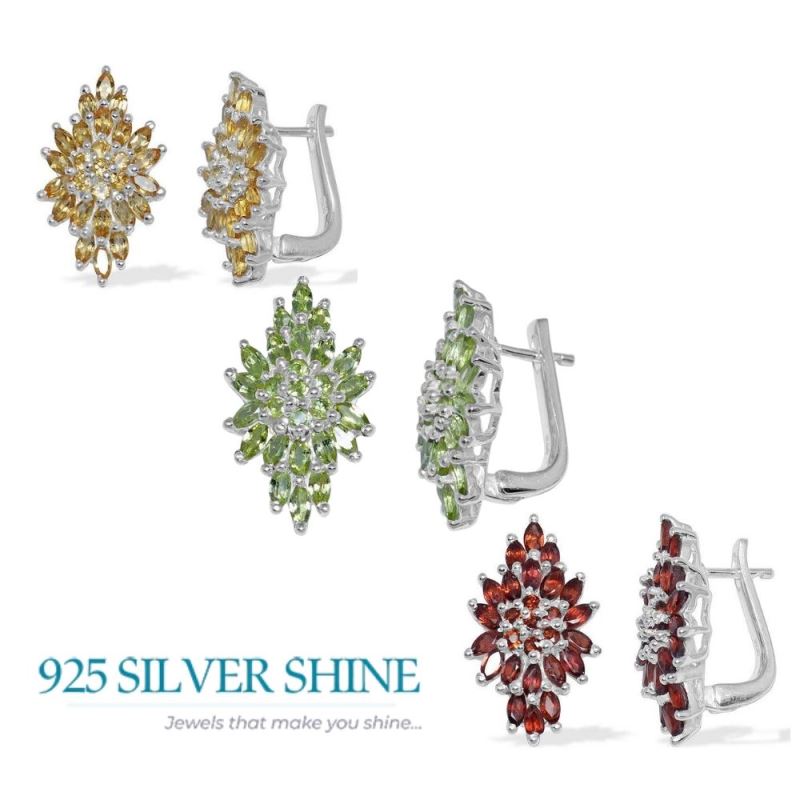 925 Sterling Silver Earrings In Semi Precious Citrine Gemstone 925SE883_2