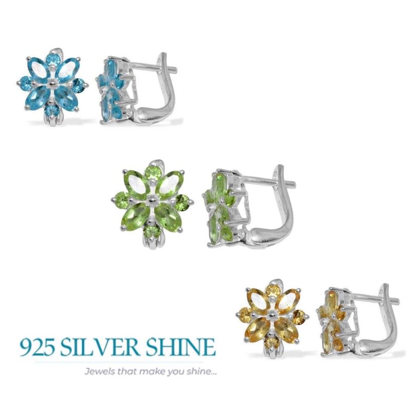 Natural Blue Topaz Gemstone Earrings In 925 Sterling Silver Jewelry 925SE885_1
