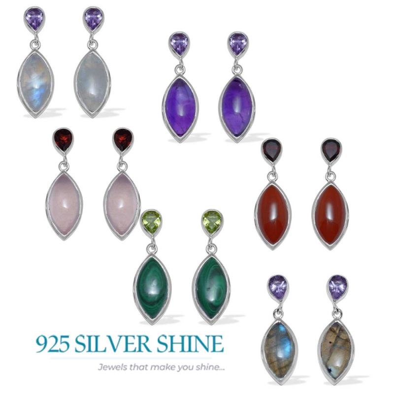 Natural Multi Gemstone Earrings In 925 Sterling Silver Jewelry 925SE891_2