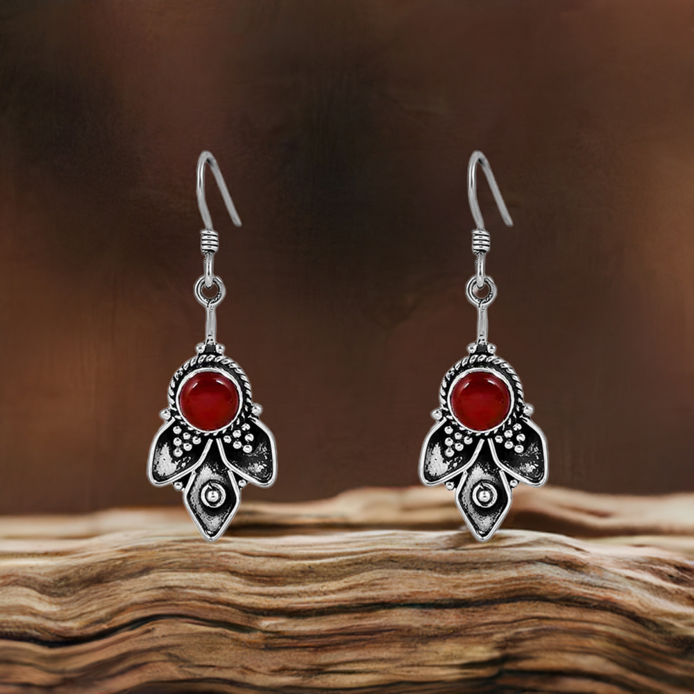 Carnelian Cabochon gemstone Earring In 925 Sterling Silver Jewelry 925SE90