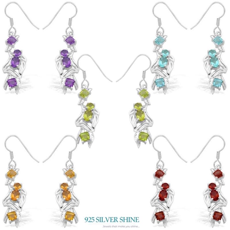 925 Sterling Silver Earrings In Peridot Gemstone Jewelry 925SE916_1