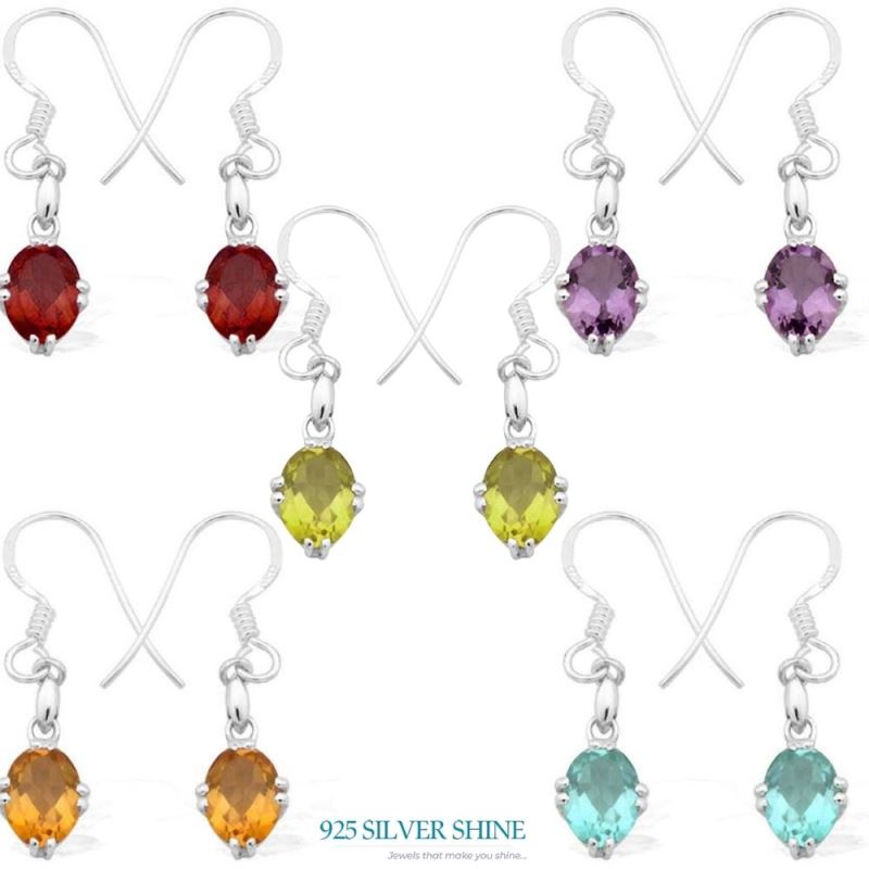 925 Sterling Silver Earrings In Amethyst Gemstone Jewelry 925SE920_1