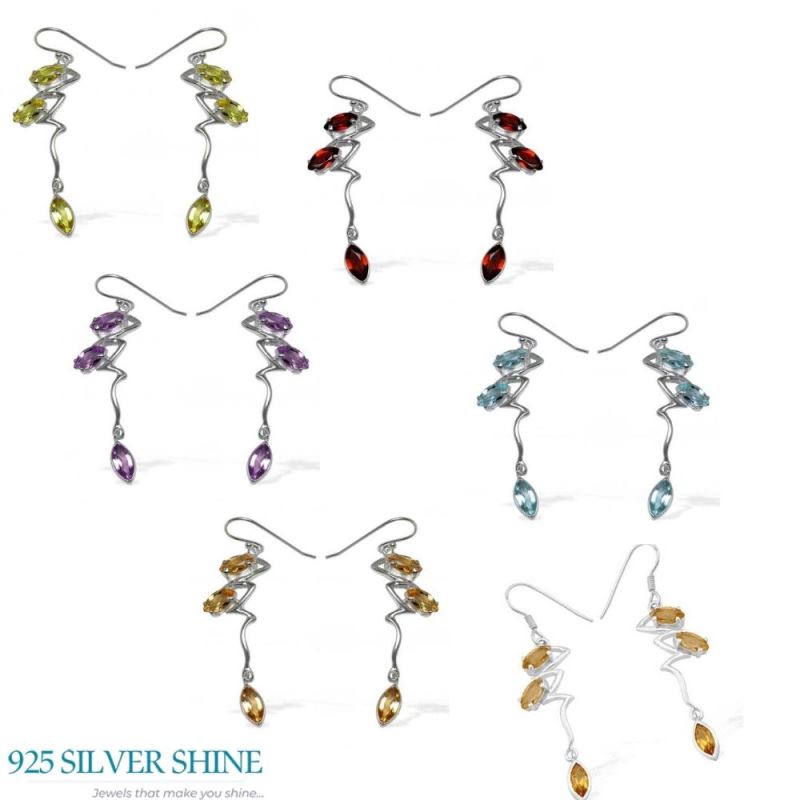925 Sterling Silver Handmade Earrings In Amethyst Gemstone Jewelry 925SE925_1