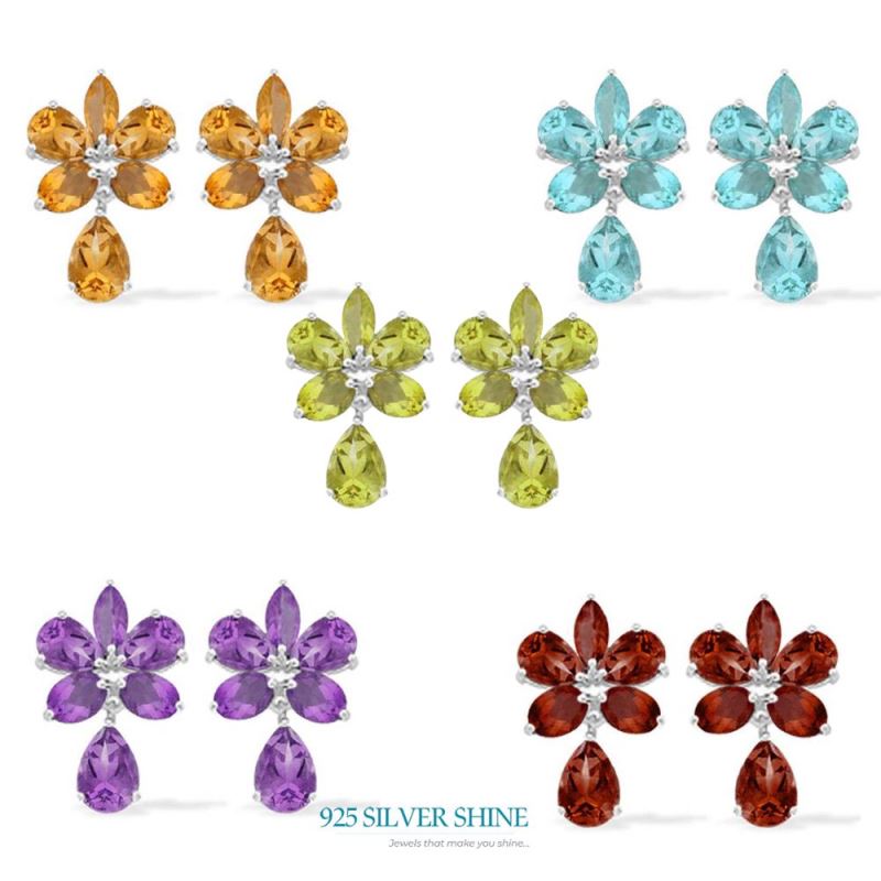 Semi Precious Blue Topaz Gemstone Earrings In Solid 925 Silver 925SE944_1