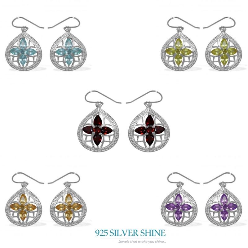 Genuine Amethyst Gemstone Earrings In Solid 925 Silver 925SE945_2
