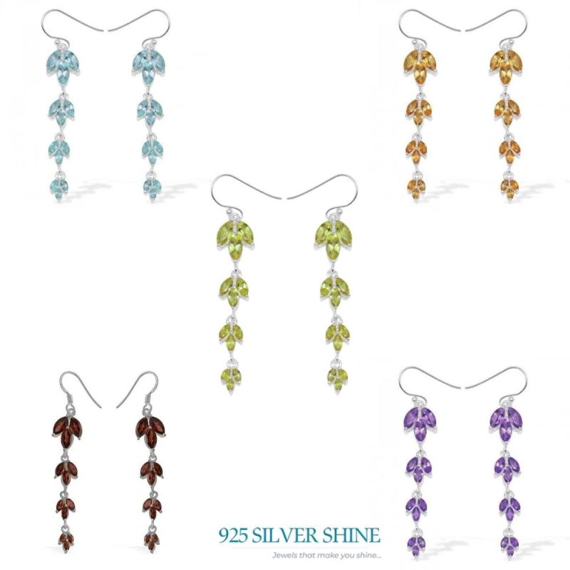 925 Sterling Silver Earrings In Genuine Blue Topaz Gemstone 925SE954_2