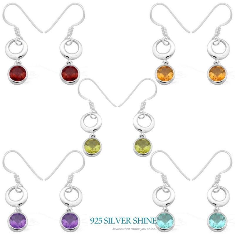 Genuine Garnet Gemstone Earrings In 925 Sterling Silver Jewelry 925SE972_2