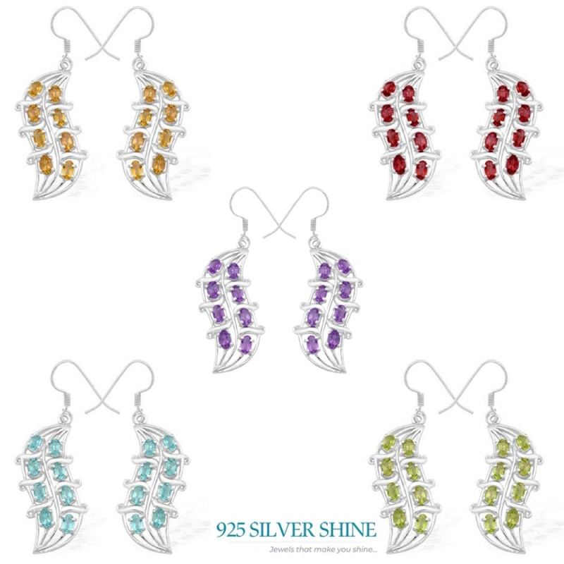 925 Sterling Silver Earrings In Citrine Gemstone Jewelry 925SE978_1