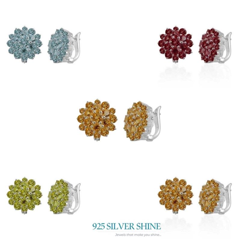 925 Sterling Silver Earrings In Blue Topaz Gemstone Jewelry 925SE998_2