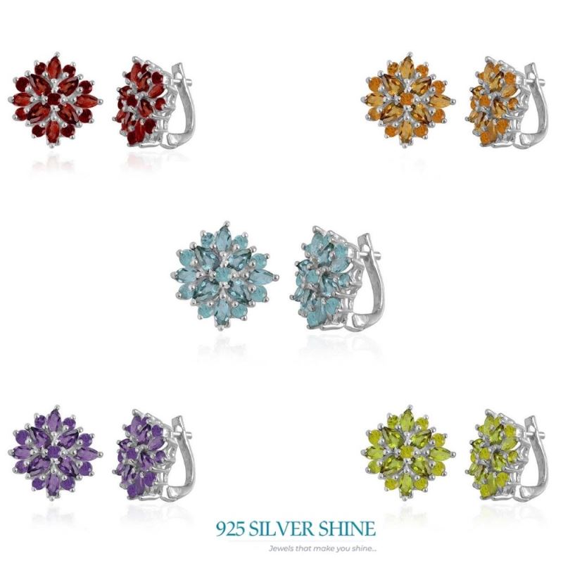 925 Sterling Silver Earrings In Amethyst Gemstone Jewelry 925SE999_2