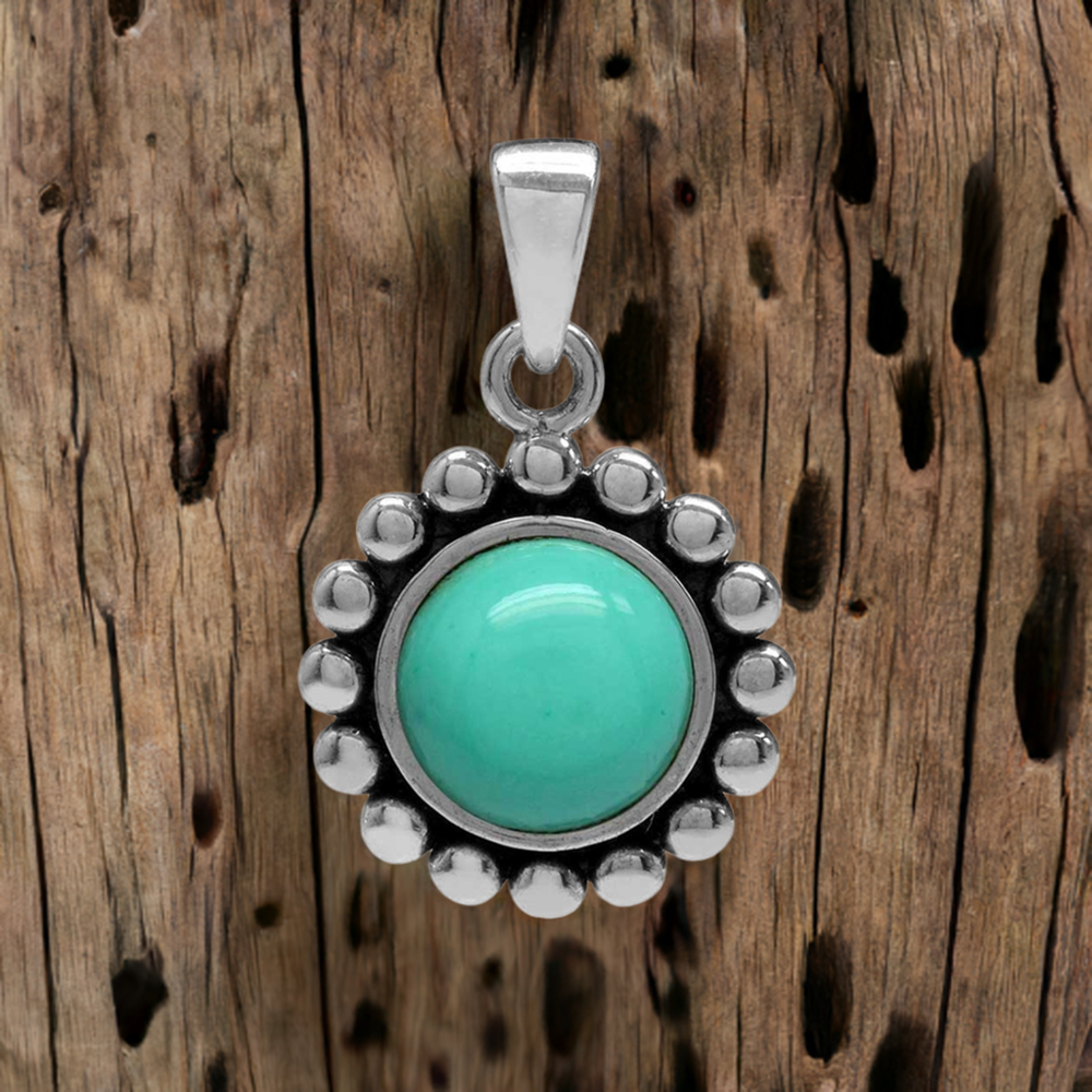 Solid Sterling Silver Handmade Pendants In Turquoise Gemstone Jewelry 925SP02-4