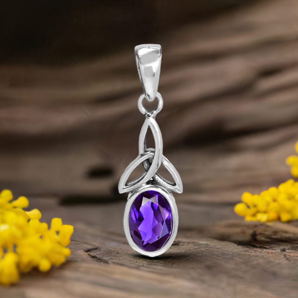 925 Sterling Silver Handmade Pendants In Amethyst Gemstone Jewelry 925SP06-5