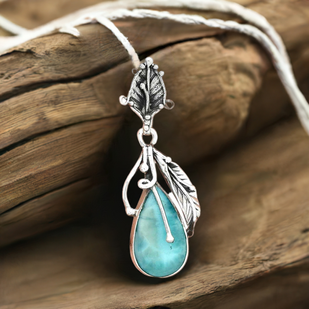 Larimar Gemstone Pendants In 925 Fine Silver Jewelry 925SP082-2