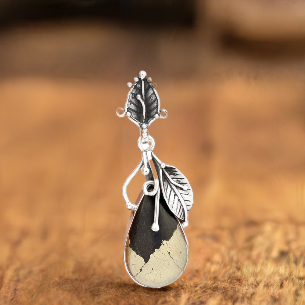 Pyrite In Magnetite Gemstone Pendants In 925 Solid Silver Jewelry 925SP082-6