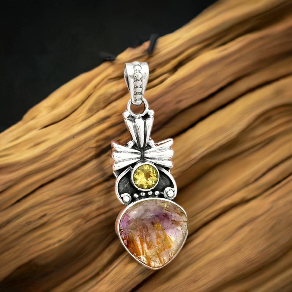 Multi Gemstone Pendants In 925 Fine Silver Jewelry 925SP083