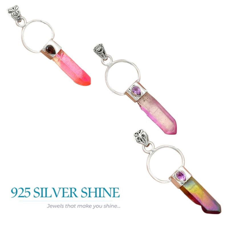 Multi Gemstone Handmade Pendants In 925 Sterling Silver Jewelry 925SP090-2_4