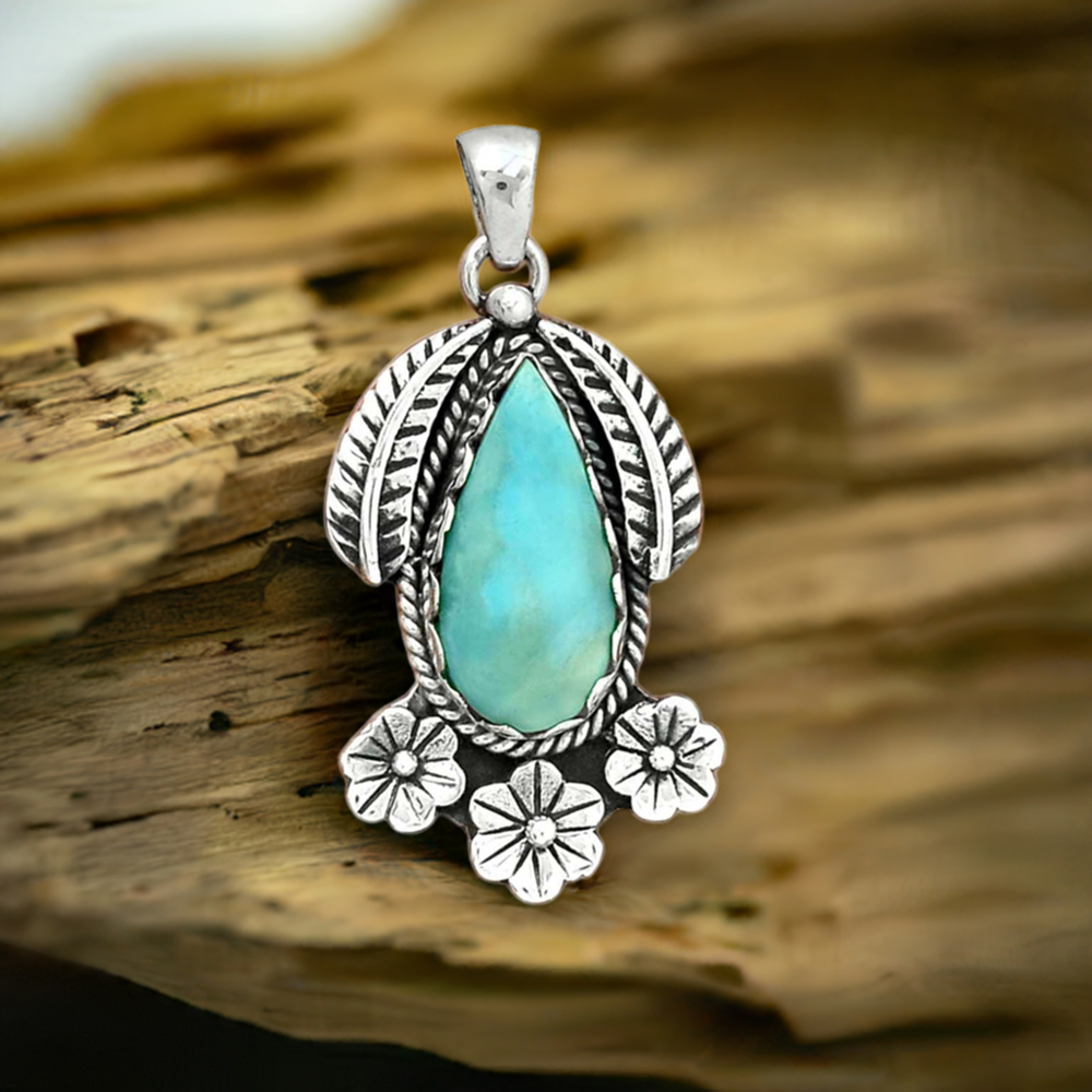 Larimar Gemstone Handmade Pendants In Solid Sterling Silver Jewelry 925SP091-5