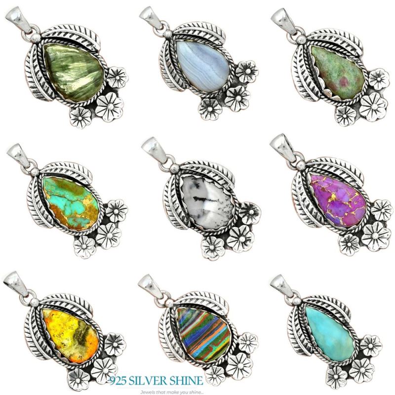 Prehnite Gemstone Pendants In Fine Sterling Silver Jewelry 925SP091-6_4