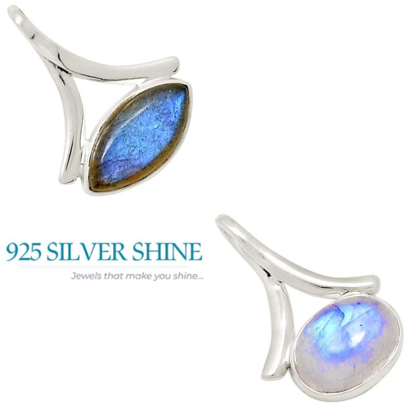Labradorite Gemstone Pendants In 925 Solid Silver Jewelry 925SP120-2_3
