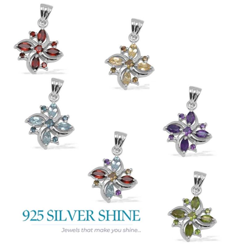 925 Fine Silver Pendants In Multi Gemstone Jewelry 925SP1380_1