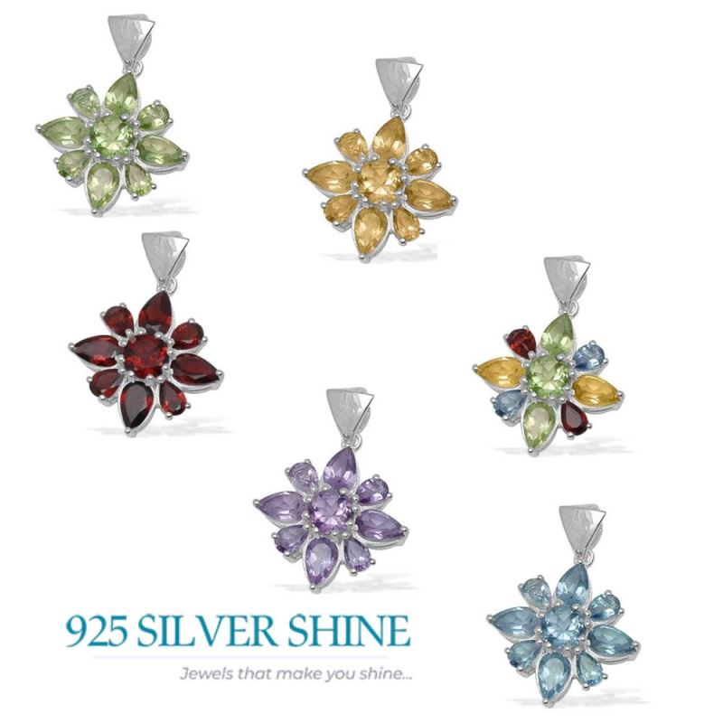 925 Fine Silver Pendants In Garnet Gemstone Jewelry 925SP1420_2