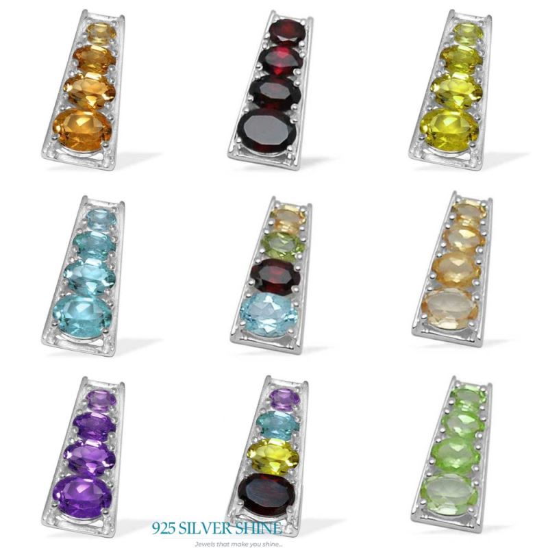 Fine Sterling Silver Pendants In Multi Gemstone Jewelry 925SP1423_1