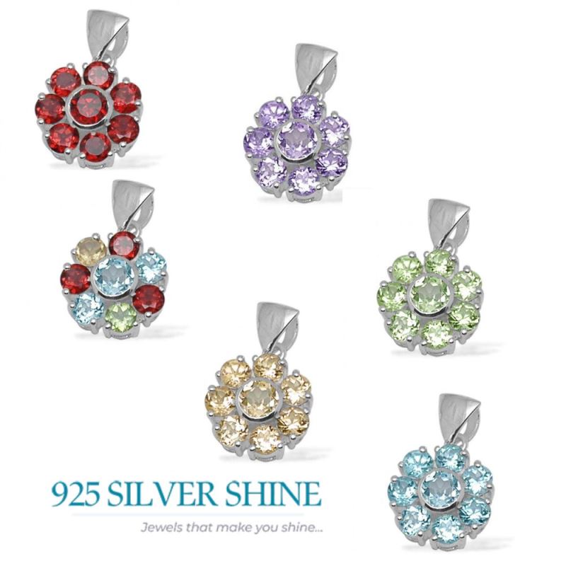 925 Fine Silver Pendants In Multi Gemstone Jewelry 925SP1430_2