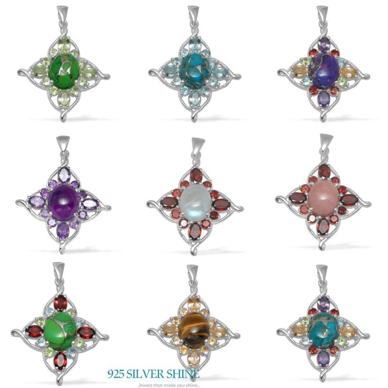 Multi Gemstone Handmade Pendants In Solid Sterling Silver Jewelry 925SP1462_2
