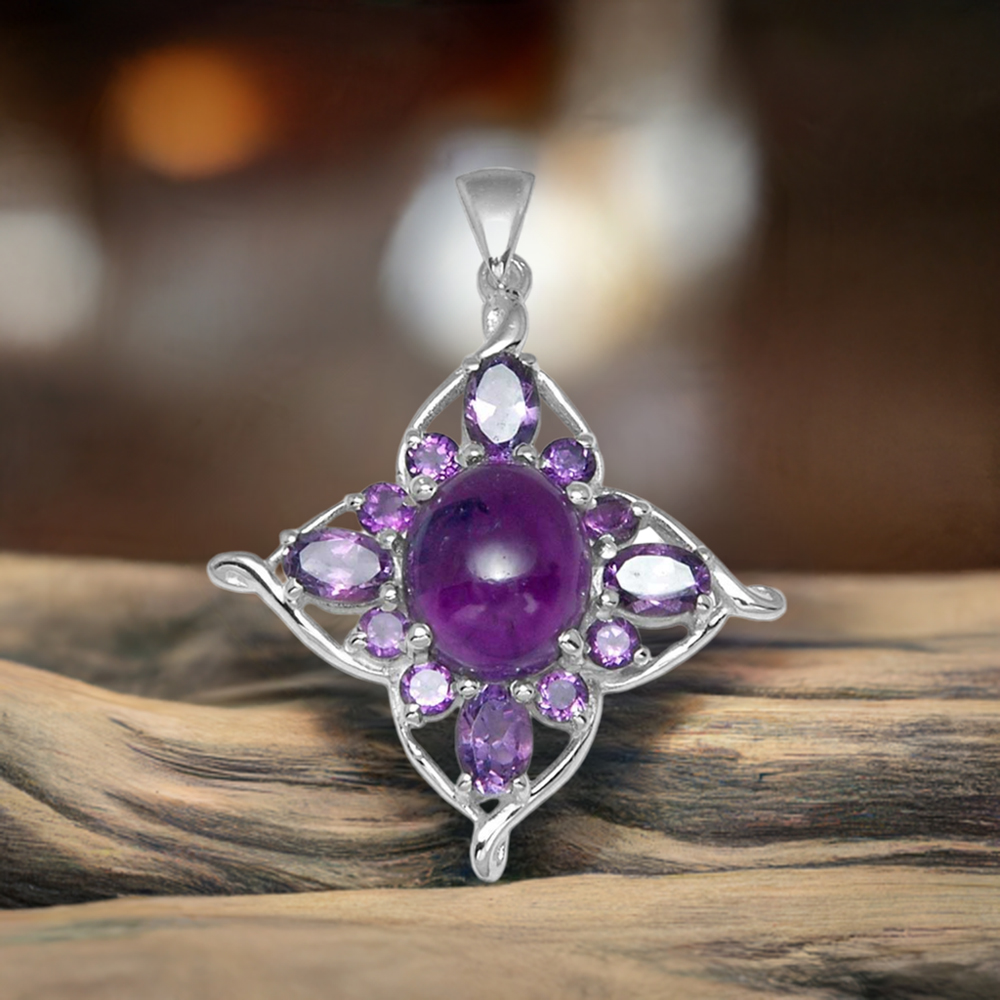 Amethyst Gemstone Pendants In Fine Sterling Silver Jewelry 925SP1463