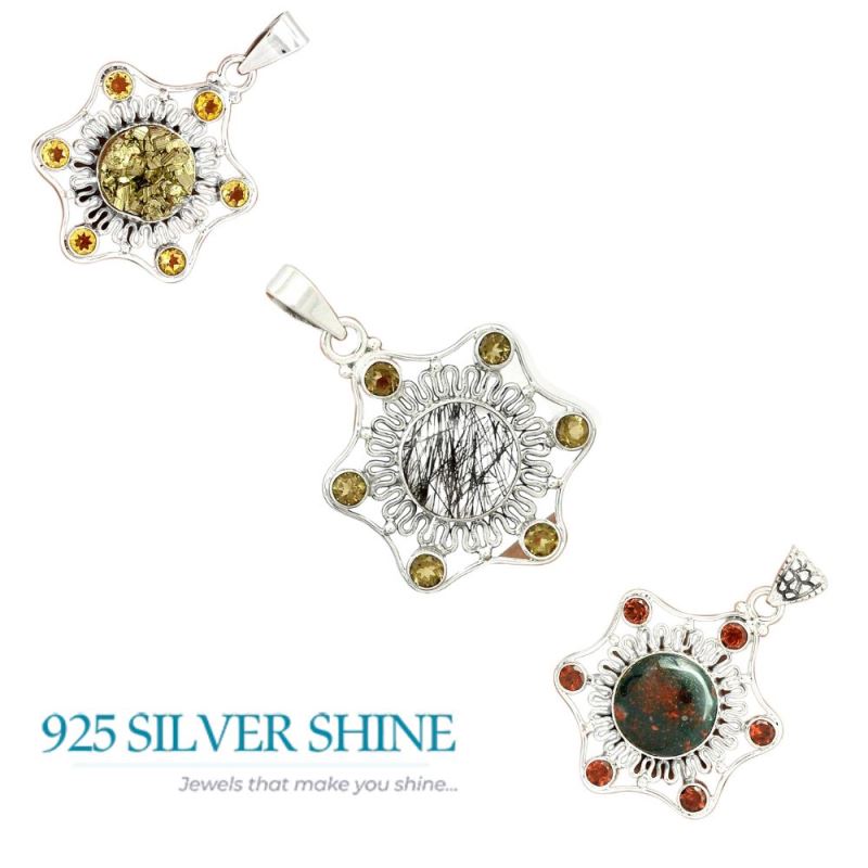 Multi Gemstone Handmade Pendants In Solid Sterling Silver Jewelry 925SP15-2_4