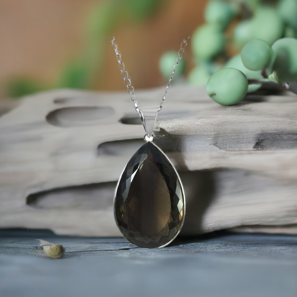 925 Solid Silver Pendants In Smoky Quartz Gemstone Jewelry 925SP151