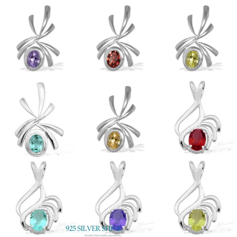 Solid Sterling Silver Handmade Pendants In Amethyst Gemstone Jewelry 925SP1522_1