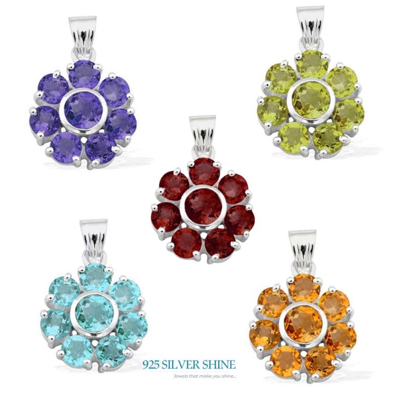 Fine Sterling Silver Pendants In Peridot Gemstone Jewelry 925SP1583_1