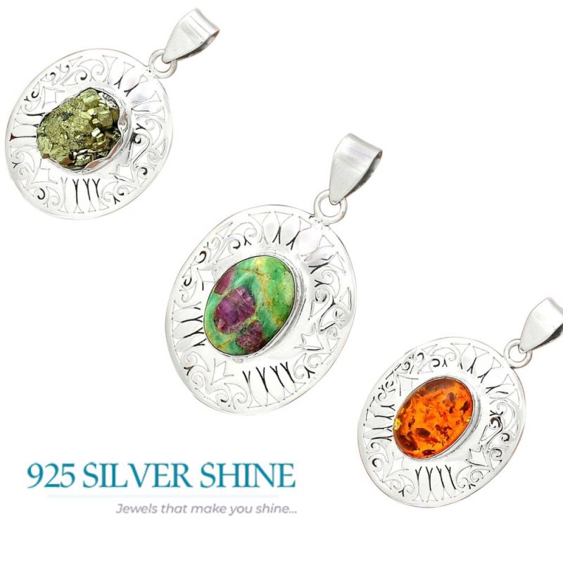Golden Pyrite Gemstone Handmade Pendants In Solid Sterling Silver Jewelry 925SP16-3_4