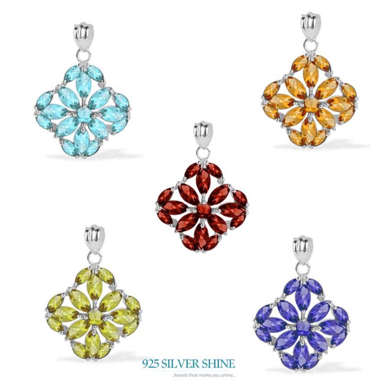 925 Solid Silver Pendants In Garnet Gemstone Jewelry 925SP1624_1