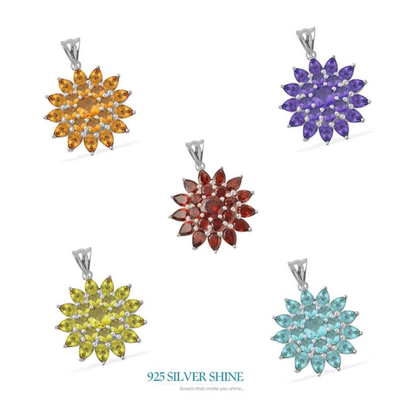 Solid Sterling Silver Pendants In Garnet Gemstone Jewelry 925SP1667_2