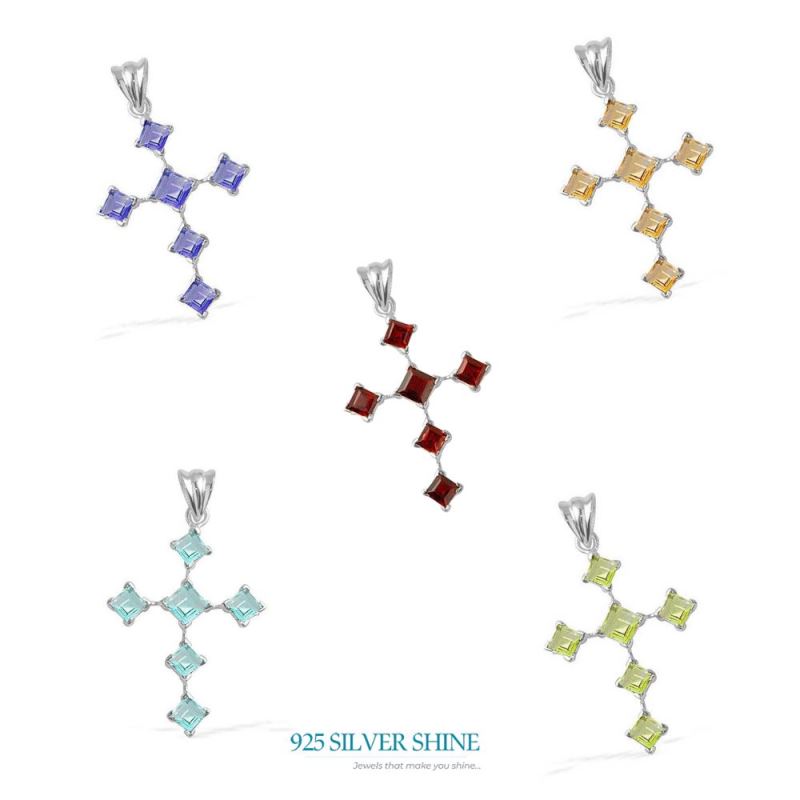 925 Solid Silver Pendants In Garnet Gemstone Jewelry 925SP1679_2