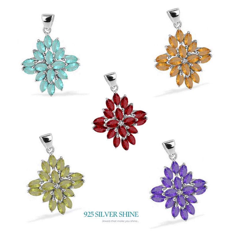 925 Fine Silver Pendants In Citrine Gemstone Jewelry 925SP1685_1
