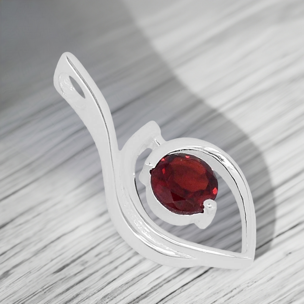 Solid Sterling Silver Handmade Pendants In Garnet Gemstone Jewelry 925SP207-1
