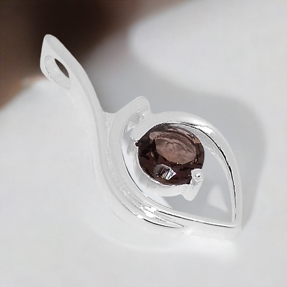 Fine Sterling Silver Pendants In Smokey Gemstone Jewelry 925SP207-7