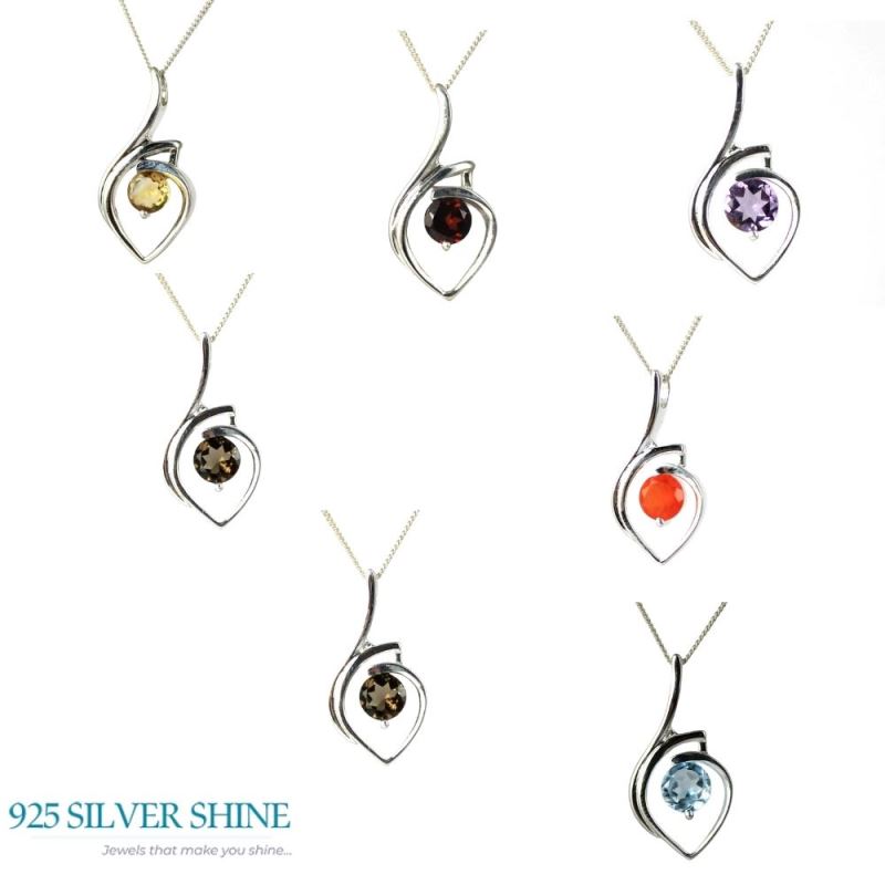 Fine Sterling Silver Pendants In Smokey Gemstone Jewelry 925SP207-7_2