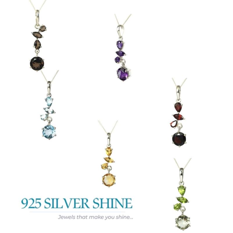 Rainbow Gemstone Pendants In Fine Sterling Silver Jewelry 925SP211-4_1